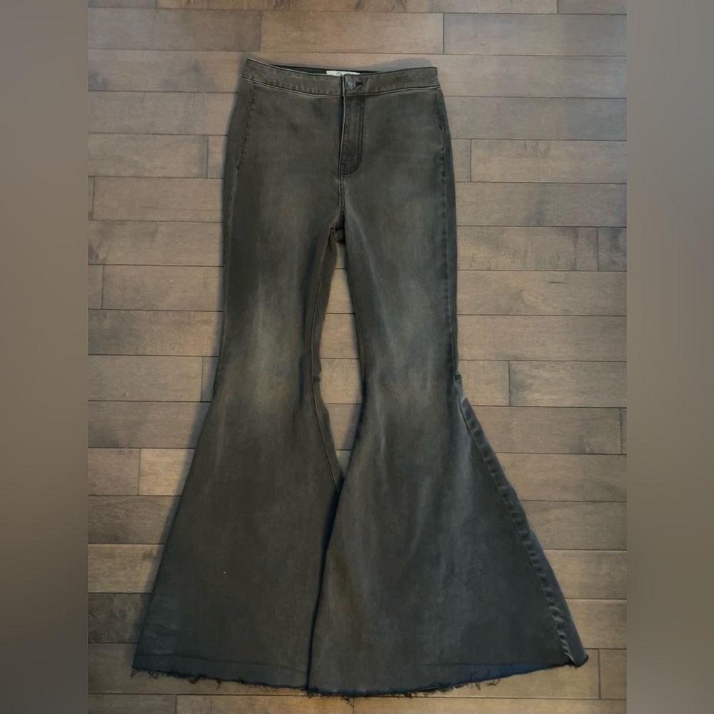 We The Free by Free People All Float on Washed Black High Waist Flare Jeans 28